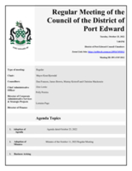 Agenda October 25, 2022 District Council Meeting