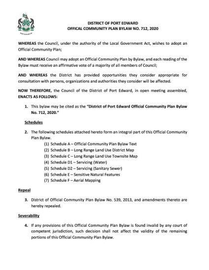 Official Community Plan Bylaw (No. 712)