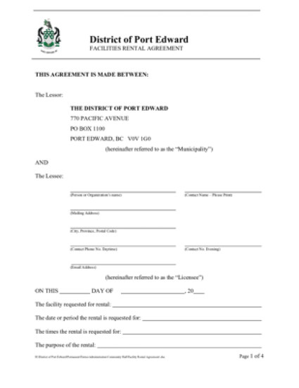 Facility Rental Agreement
