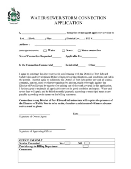 Water & Sewer Connection Form