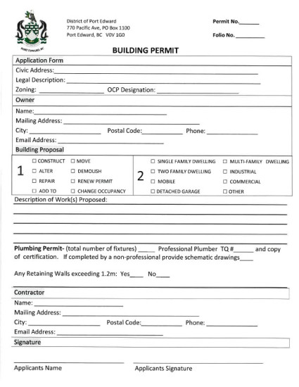 Building Permit Application Form